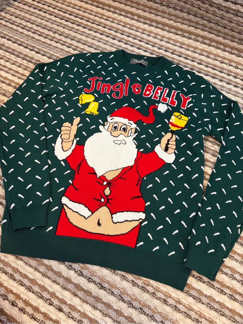 Primark Green Jingle Belly Santa Crewneck Sweater